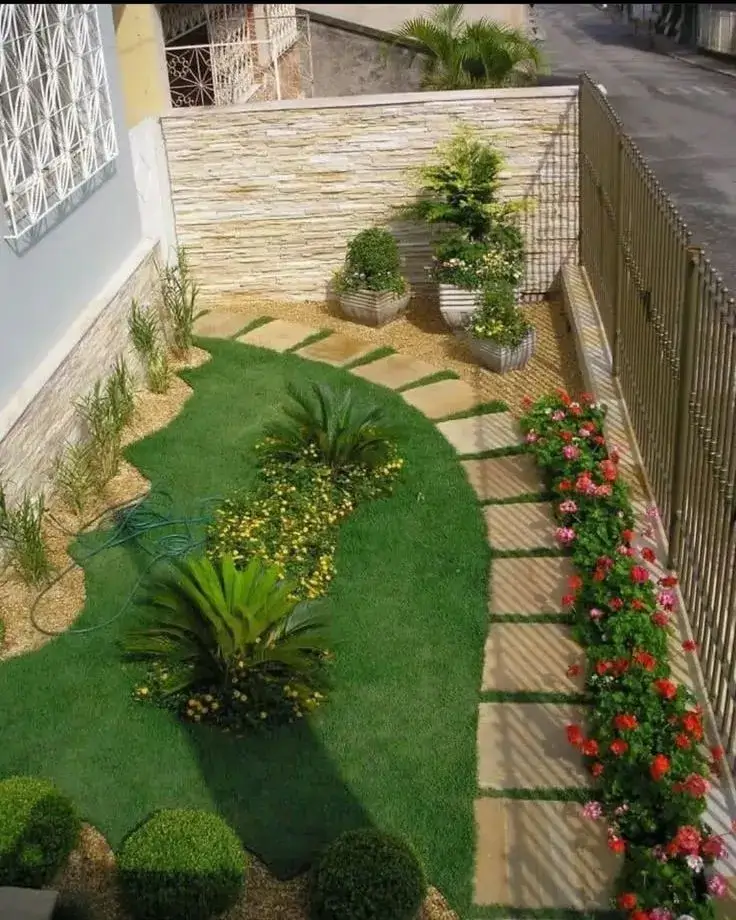 تصميم حديقة منزلية مستطيلة